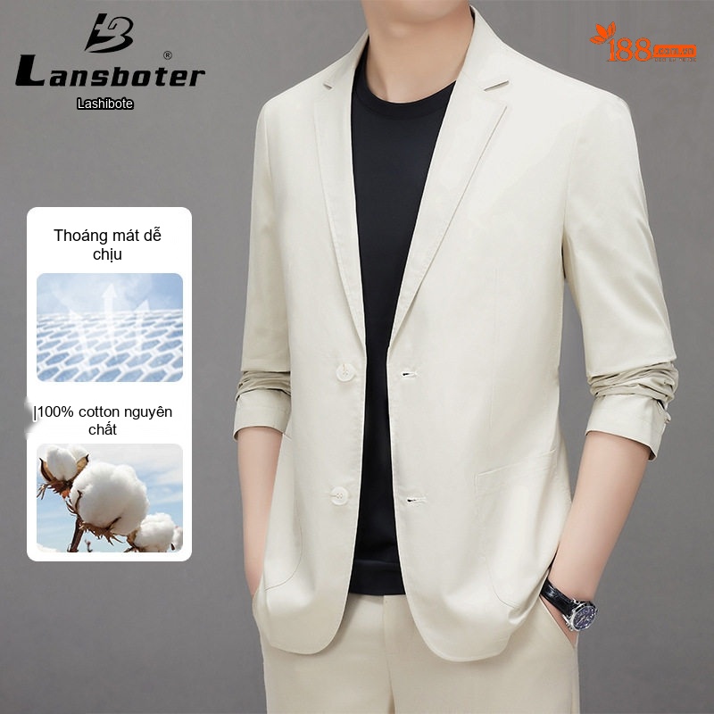 Áo Vest Nam Cotton Kiểu Hàn Quốc Dáng Ôm Màu Trắng Kem, Xanh Navy, Xanh Rêu