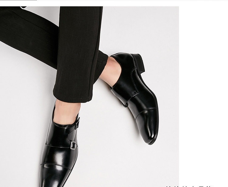 Giày Tây Monk Strap Nam Da Thật Chiều Cao Đế Khoảng 3cm Màu Đen, Nâu chi tiết 10
