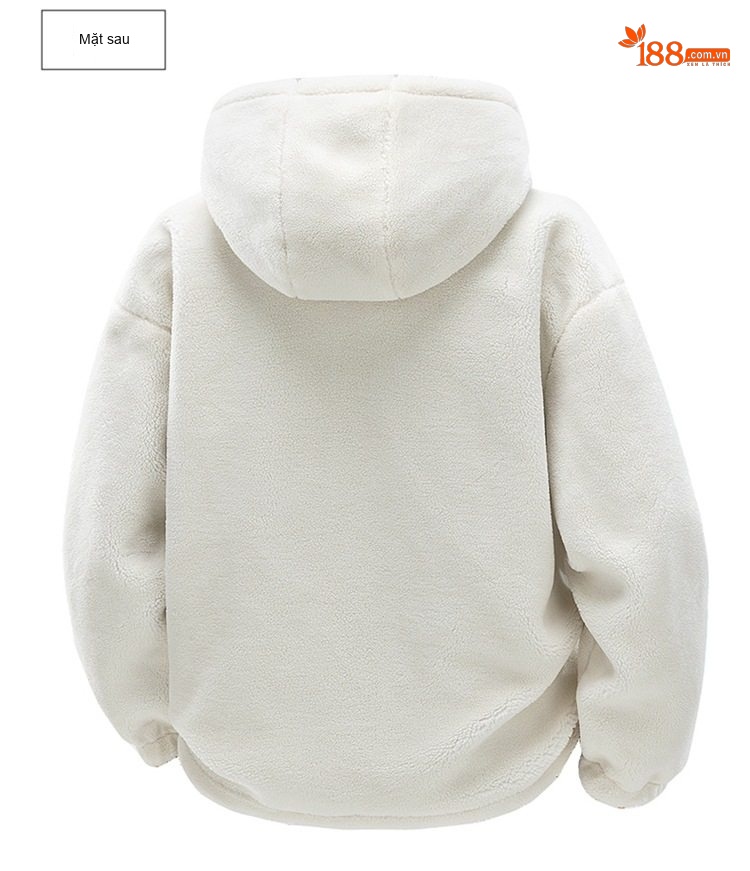 Áo Khoác Cotton Lót Lông Cừu Non Có Mũ Trùm Đầu Dáng Rộng Nam Nữ Màu Đen, Xanh, Tím, Kem... chi tiết 29