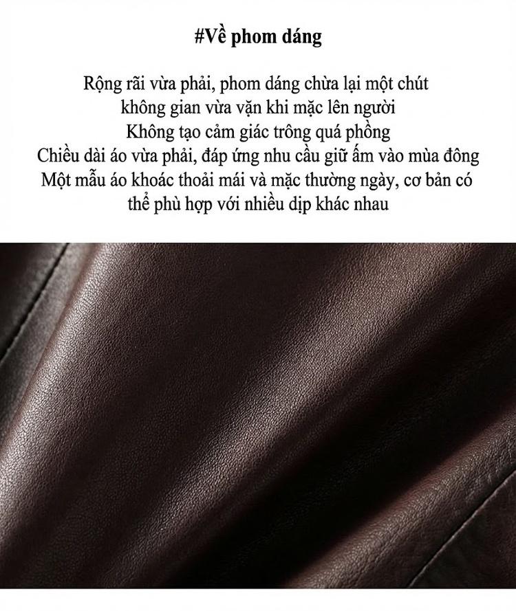 Áo Khoác Blazer Nữ Da Cừu Thật Dáng Rộng Trung Niên chi tiết 2