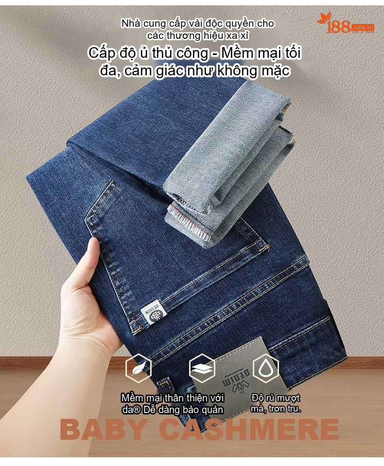 Quần Jean Dài Nam Ống Suông Phong Cách Hàn Quốc Co Giãn Thoải Mái Màu Xanh Dương, Đen chi tiết 2
