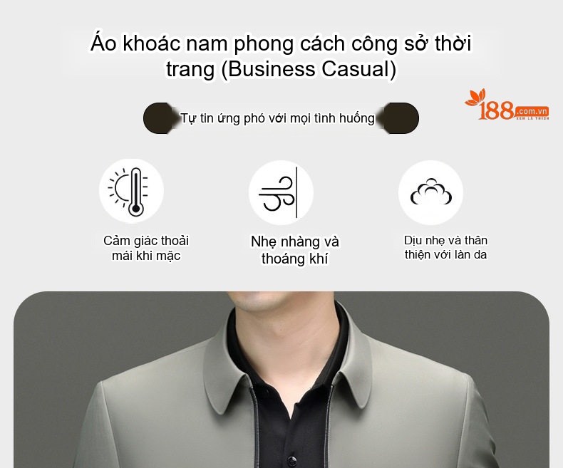 Áo Khoác Nam Mỏng Dáng Suông Cổ Bẻ Màu Đen, Xám, Xanh Navy chi tiết 1