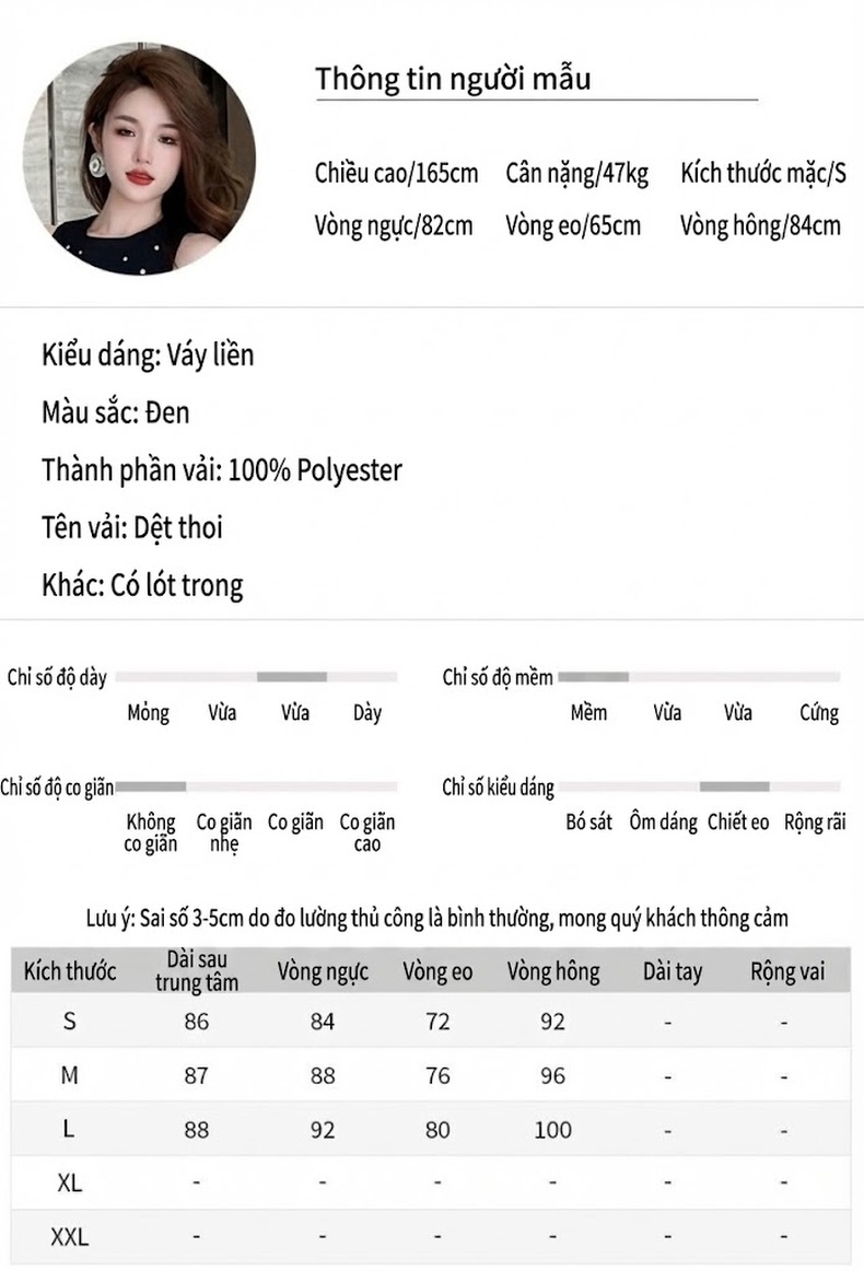 Váy Tiểu Thư Nữ Hở Lưng Đính Đá Phong Cách Pháp Dự Tiệc Màu Đen chi tiết 2