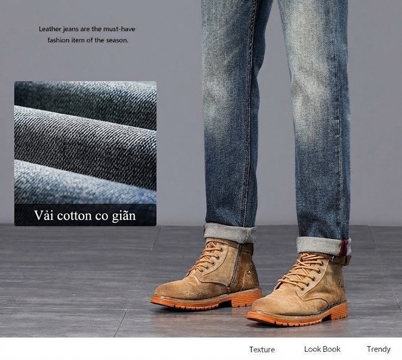 Quần Jeans Nam Ống Đứng Cao Cấp Dáng Ôm Vừa Vặn Màu Xanh Denim chi tiết 20