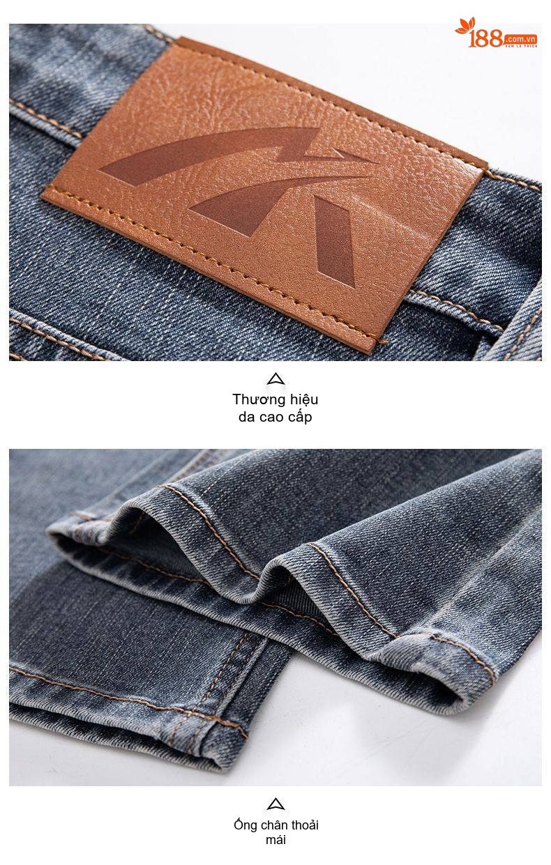 Quần Jean Nam Ống Đứng Cotton Dáng Rộng Co Giãn Thoải Mái Màu Xanh, Đen chi tiết 44