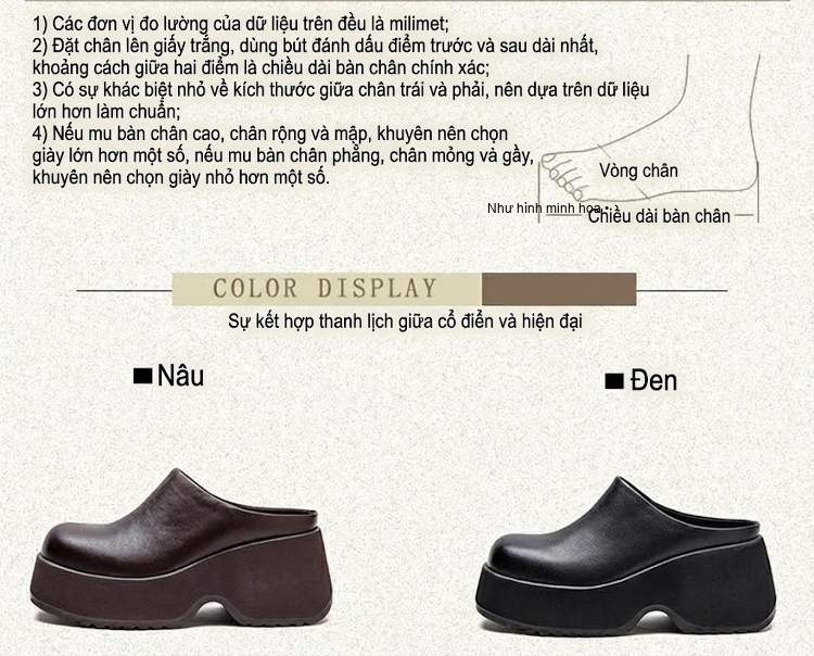 Dép Sục Nữ Da Bóng Đế Dày Chiều Cao Đế Khoảng 6cm Màu Đen, Nâu chi tiết 2