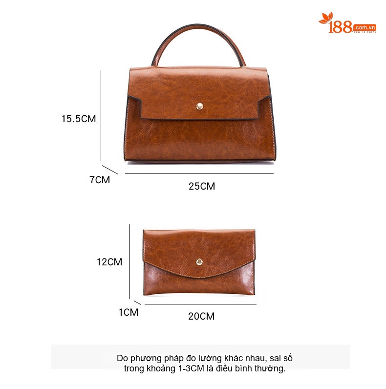 Bộ Túi Xách Tay Nữ Da Bóng Đeo Vai Thời Trang Gồm 3 Món Màu Đen, Đỏ, Nâu, Nâu Đậm... chi tiết 8