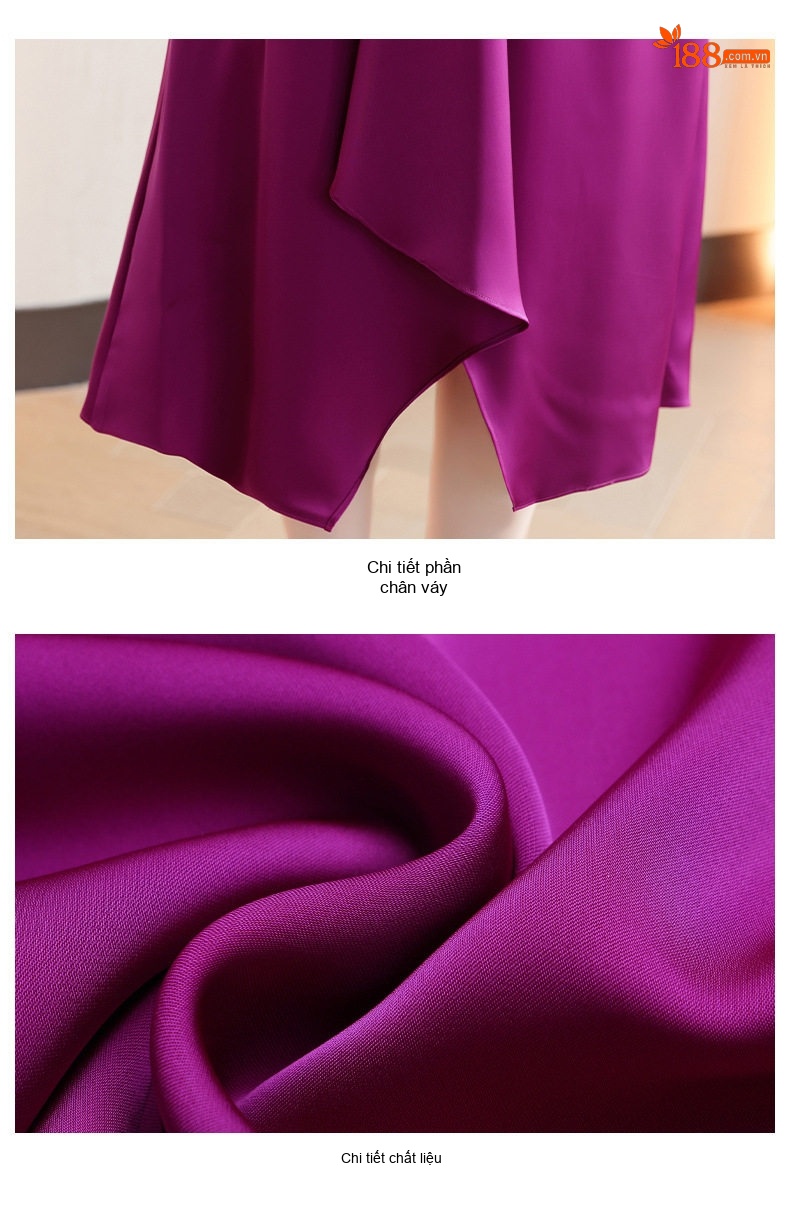 Váy liền thân Nữ Thiết Kế V-Neck Dáng Ôm Thanh Lịch Màu Trắng, Đen, Tím chi tiết 34