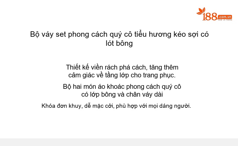 Set Áo Khoác Lửng Tay Dài Cổ Tròn và Chân Váy Midi A Line Trám Bông Dày Dặn Màu Nâu, Đỏ chi tiết 2