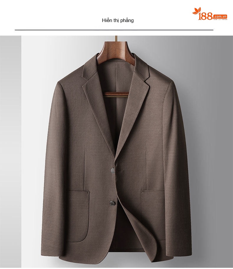 Áo Vest Blazer Nam Vải Dệt Công Sở Chống Nhăn Màu Nâu chi tiết 6