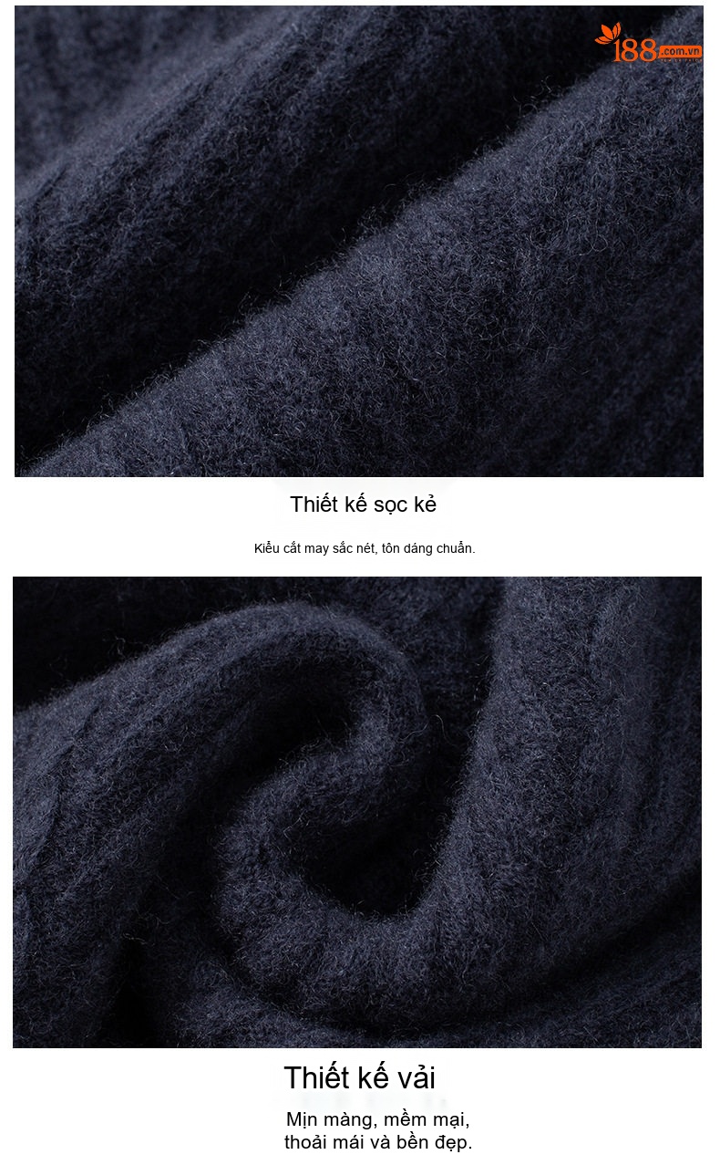 Áo Len Nam 100% Cashmere Dệt Kim Dày Dặn Giữ Ấm Cổ Cao Màu Nâu, Xám, Xanh Navy chi tiết 26
