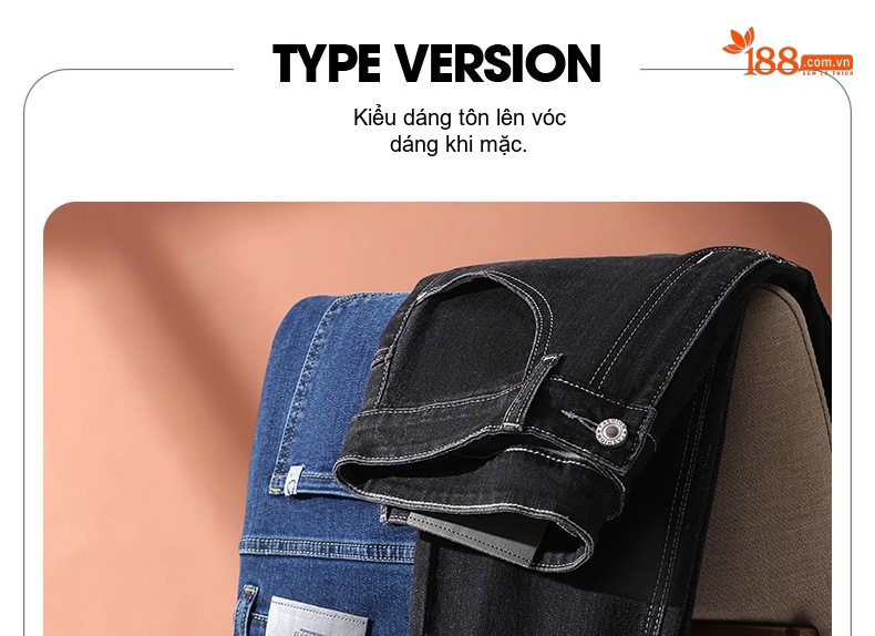 Quần Jean Nam Ống Đứng Co Giãn Ôm Dáng Phong Cách Casual Màu Xanh Đậm, Đen chi tiết 3