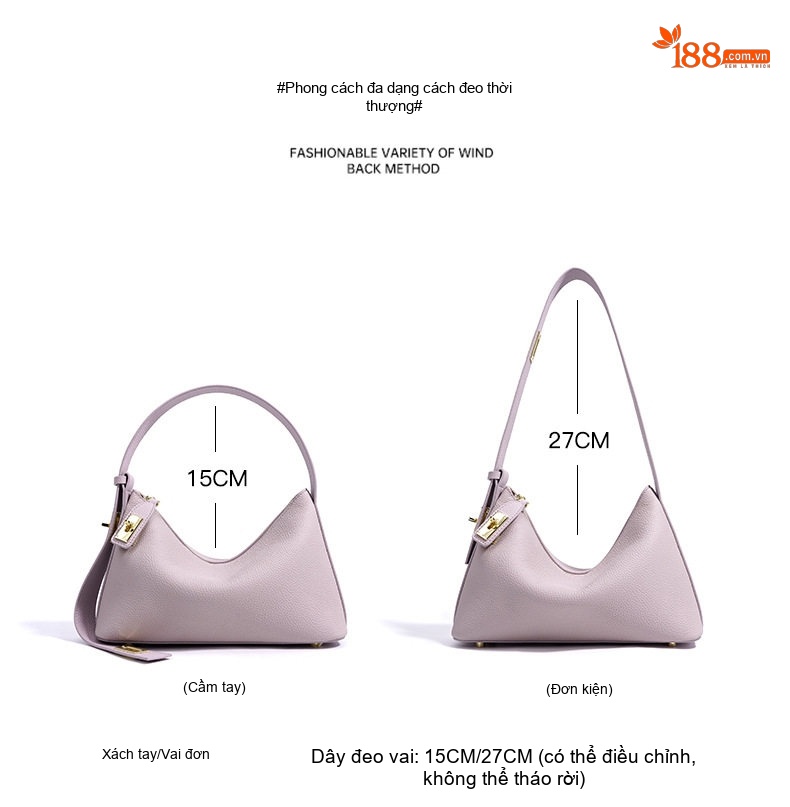 Túi Xách Nữ Da Bò Togo Thiết Kế Độc Đáo Dáng Pillow Cao Cấp Màu Tím, Nâu, Trắng Kem chi tiết 11