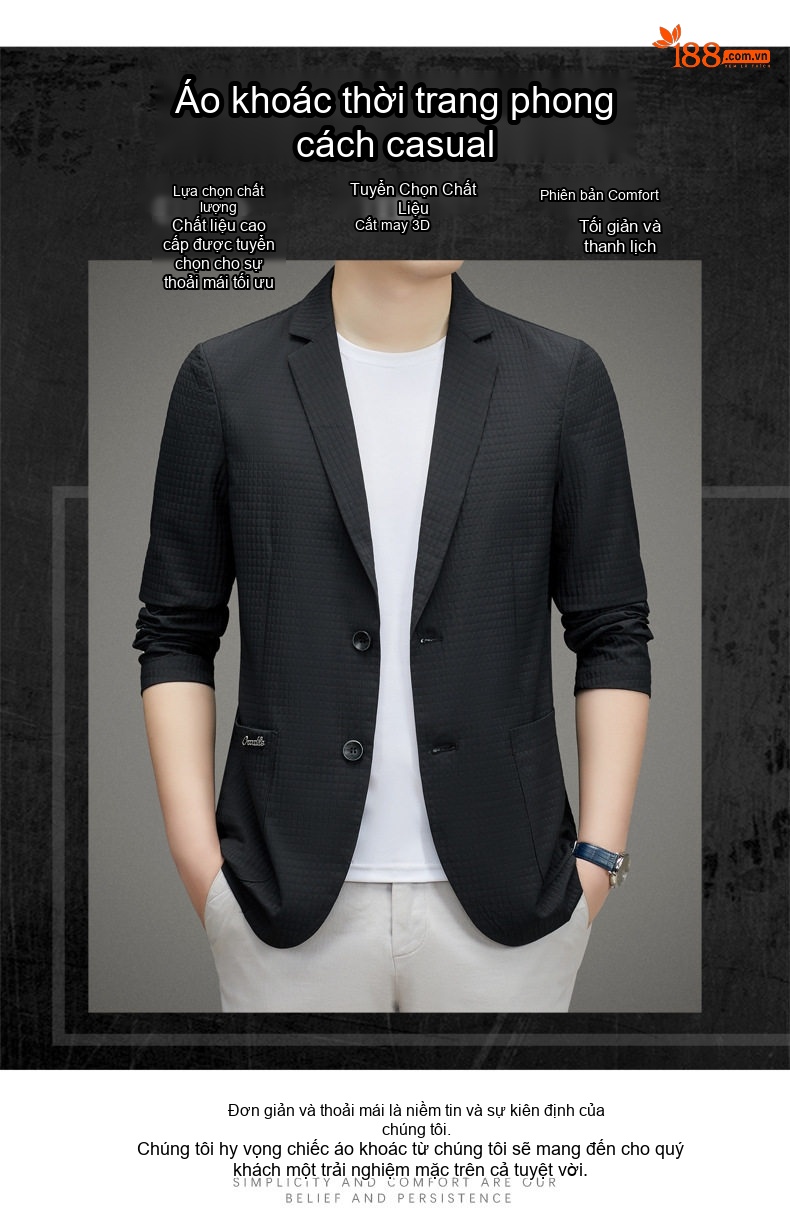 Áo Khoác Blazer Nam Mỏng Nhẹ Chống Nắng Thoáng Khí Phong Cách Hàn Quốc Màu Be, Xám, Đen, Trắng chi tiết 1