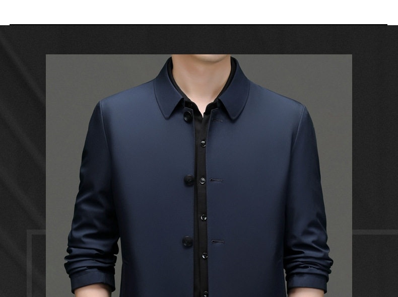 Áo Khoác Blazer Nam Cổ Bẻ Một Hàng Khuy Phong Cách Doanh Nhân Màu Xám, Xanh Navy chi tiết 1