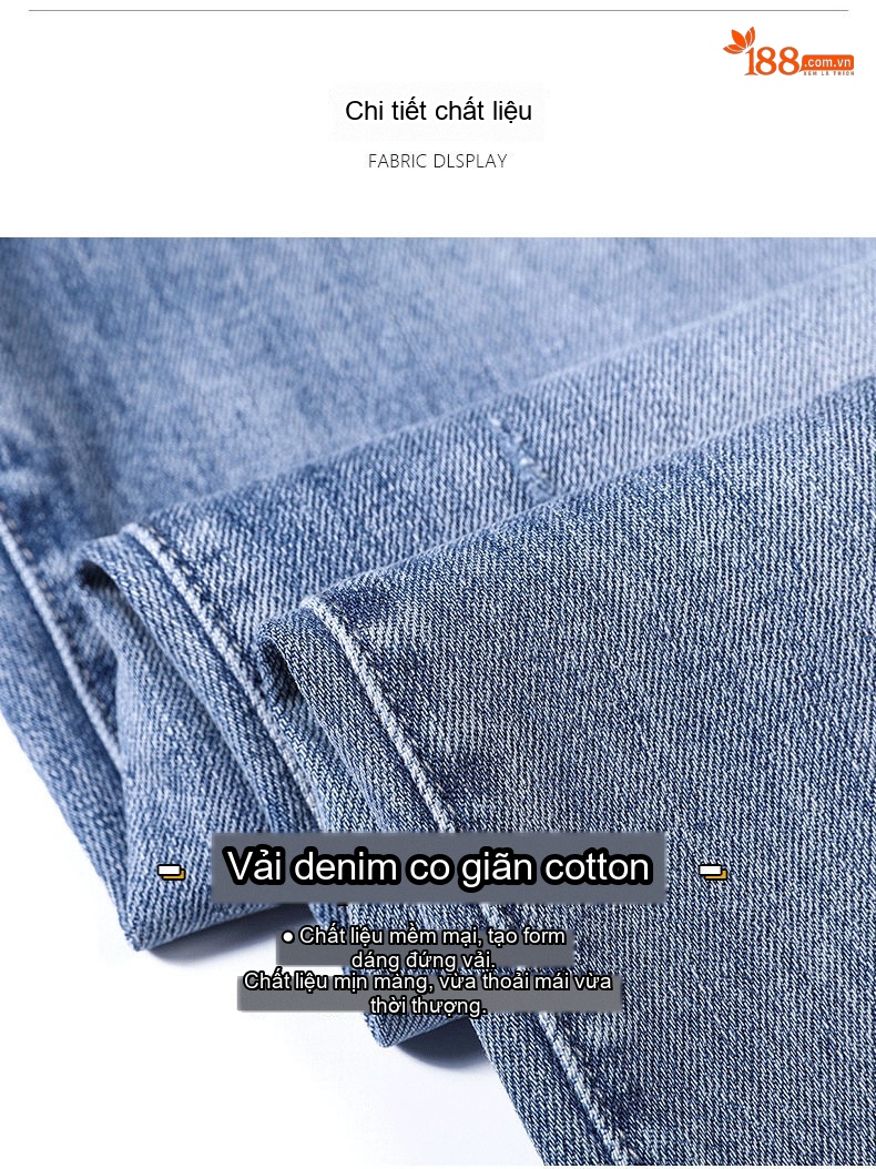 Quần Jean Nam Dáng Slim Fit Ống Lửng Phong Cách Casual Màu Xanh chi tiết 42