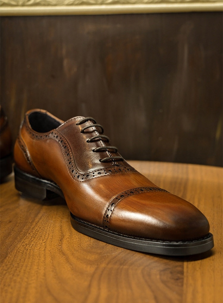 Giày Tây Oxford Buộc Dây Nam Da Bóng Chiều Cao Đế Khoảng 3cm Màu Đen, Nâu chi tiết 13