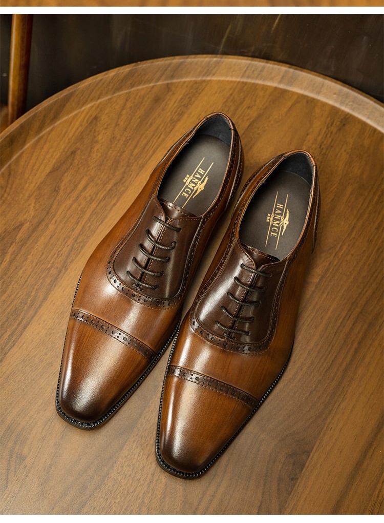 Giày Tây Oxford Buộc Dây Nam Da Bóng Chiều Cao Đế Khoảng 3cm Màu Đen, Nâu chi tiết 14