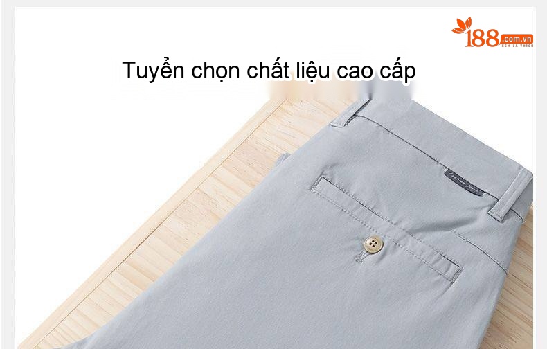Quần Dài Nam Cotton Dáng Suông Rộng Thoải Mái Màu Đen, Xám, Kem, Xanh Navy chi tiết 4