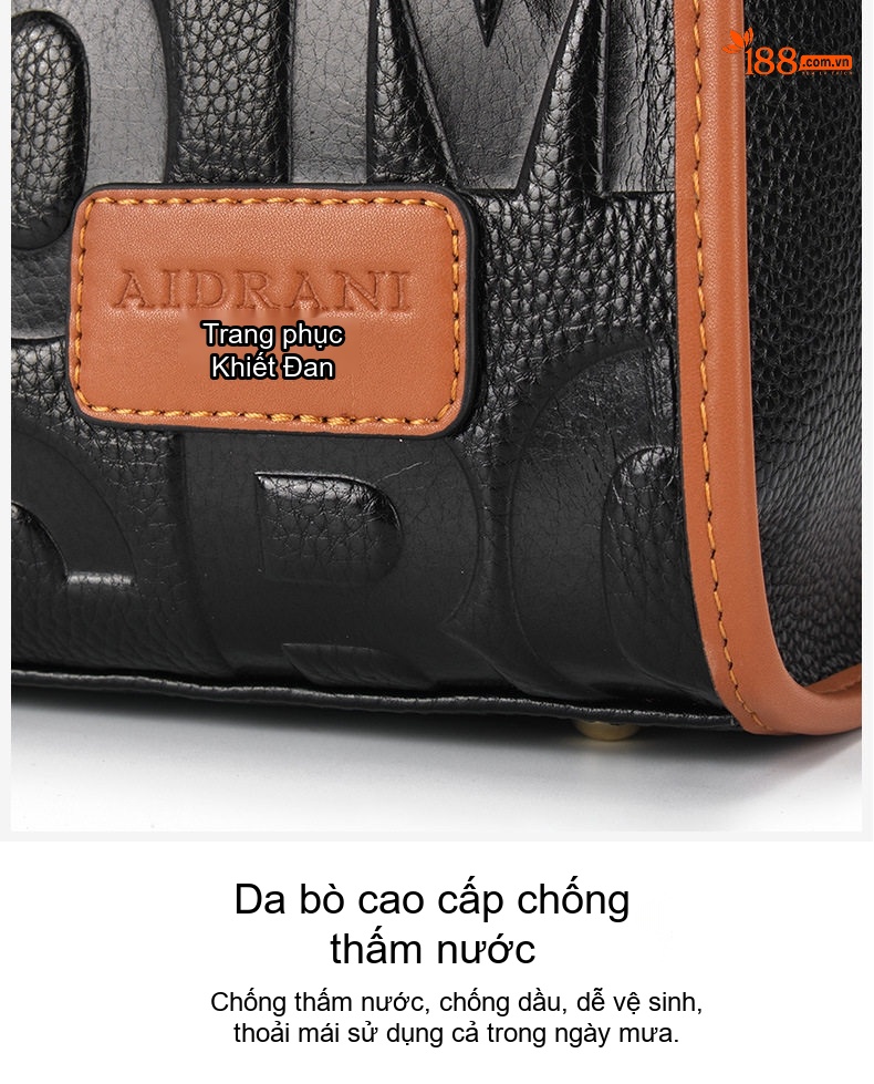 Túi Xách Tay Nữ Da Bò Thời Trang Công Sở Dung Tích Lớn Màu Đen, Nâu, Đỏ chi tiết 6