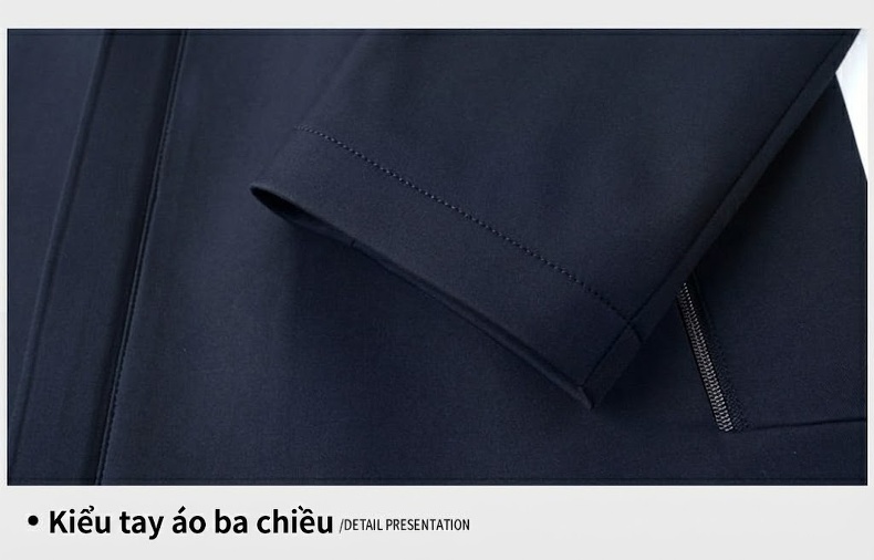 Áo Khoác Nam Dáng Suông Có Mũ Chất Liệu Tơ Tằm Cao Cấp Chống Nhăn Màu Xanh Navy chi tiết 15