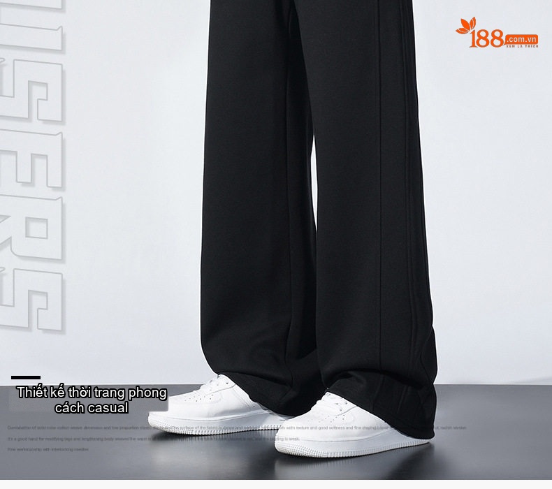Quần dài nam ống rộng thẳng đứng dáng thể thao chất liệu cotton chi tiết 2
