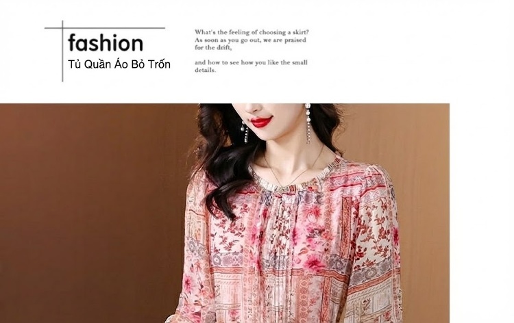 Váy Lụa Tằm In Hoa Dáng Dài Tay Lỡ Phong Cách Thanh Lịch Cho Nữ chi tiết 12