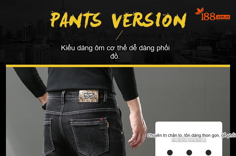 Quần Jean Nam Ống Suông Dáng Rộng Phong Cách Hàn Quốc Màu Đen, Xanh Đen chi tiết 2