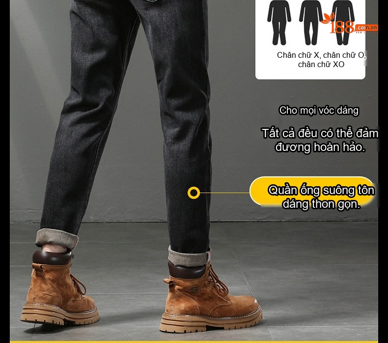 Quần Jean Nam Ống Suông Dáng Rộng Phong Cách Hàn Quốc Màu Đen, Xanh Đen chi tiết 3