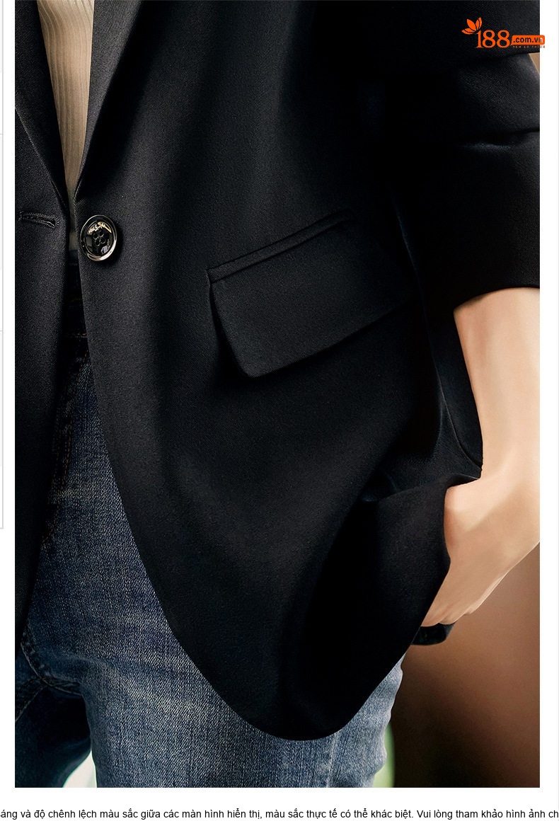 Áo Khoác Blazer Nữ Dáng Rộng Thiết Kế Cá Tính Có Lớp Lót Cotton Màu Đen, Xanh Lá, Nâu chi tiết 15