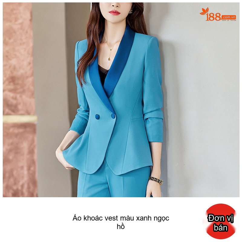 Bộ Vest Nữ Công Sở Dáng Dài Tay Lỡ Màu Đen, Kaki, Xanh Ngọc