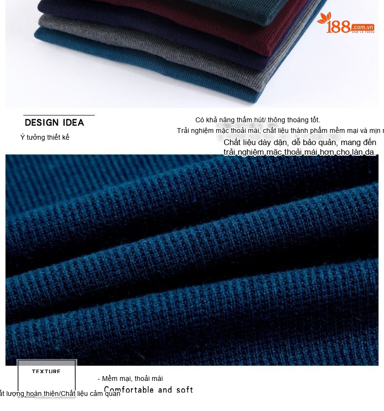 Áo Thun Polo Nam Dài Tay Dệt Kim Cashmere Phong Cách Doanh Nhân Màu Đỏ Rượu, Xám, Xanh Dương, Xanh Lá... chi tiết 24