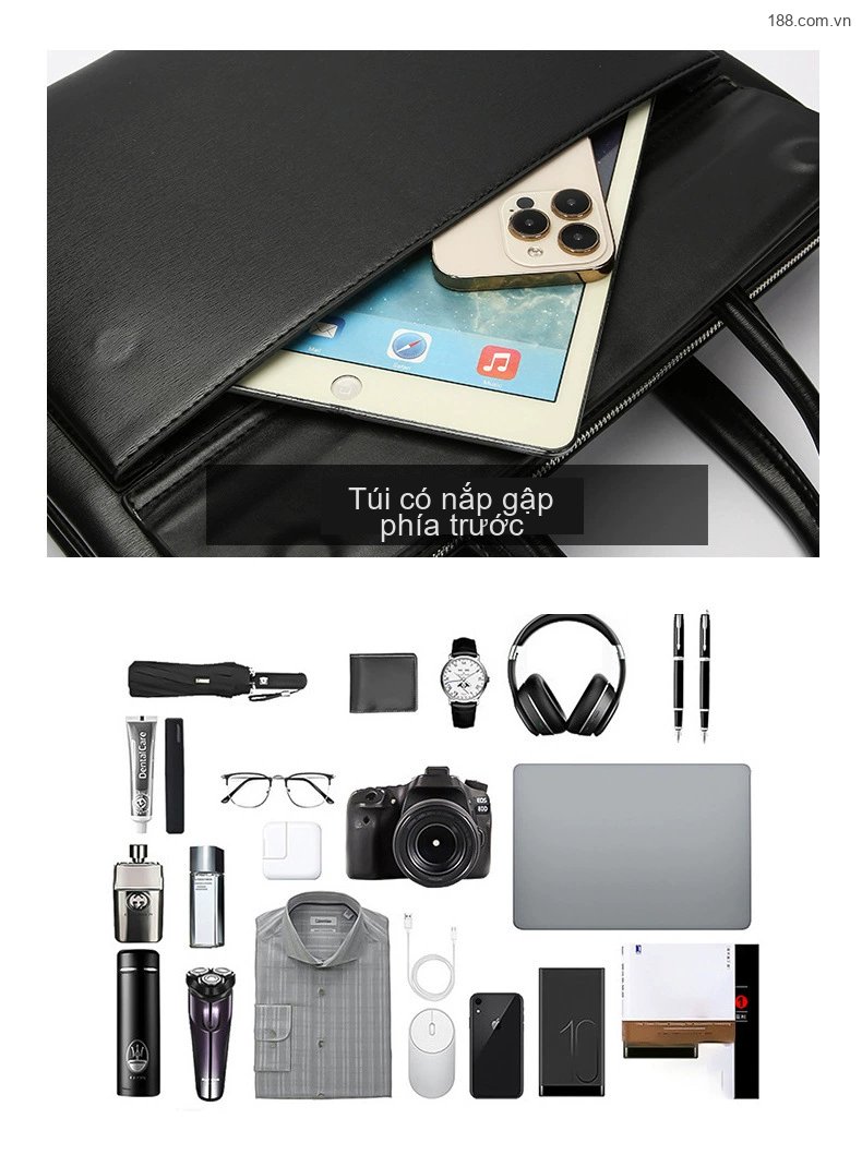 Túi Đeo Chéo Nam Da Mờ Khóa Mật Mã Chống Trộm, Đựng Laptop, Công Sở Màu Đen, Nâu, Nâu Đậm chi tiết 9