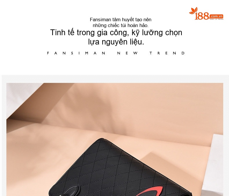 Túi Xách Tay Nữ Da Bò Dáng Hộp Quả Trám Đeo Vai, Đeo Chéo Màu Đen chi tiết 6