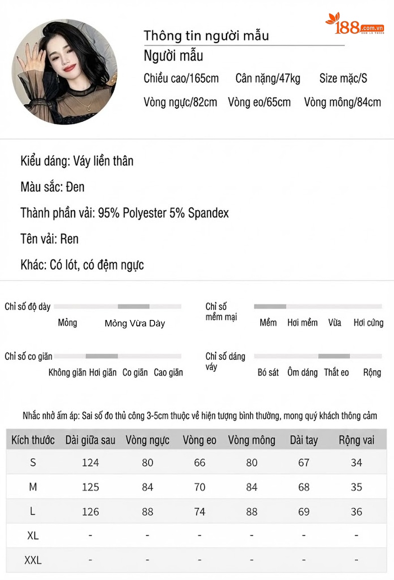 Váy Đầm Dài Nữ Lưới Phối Ren Đính Kim Sa Kiểu Pháp Ôm Dáng Màu Đen chi tiết 2