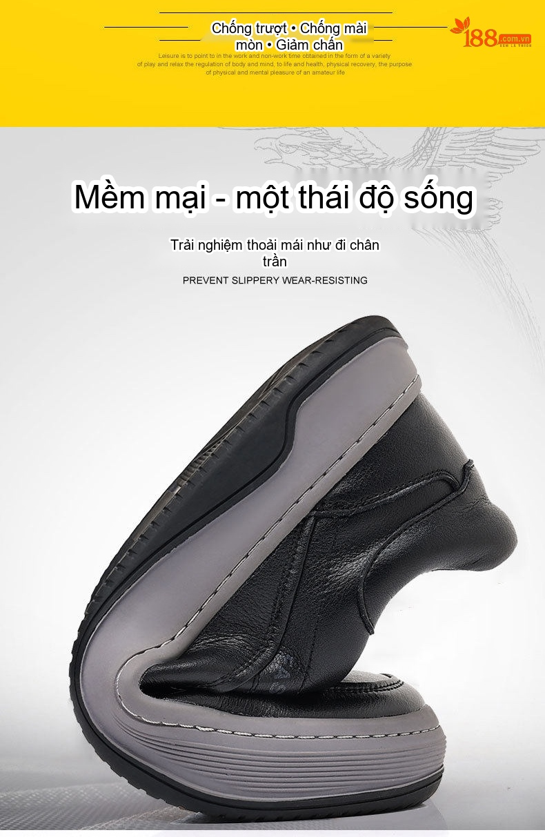 Giày Thể Thao Buộc Dây Nam Da Bóng Chiều Cao Đế Khoảng 3cm Màu Nâu, Đen chi tiết 8