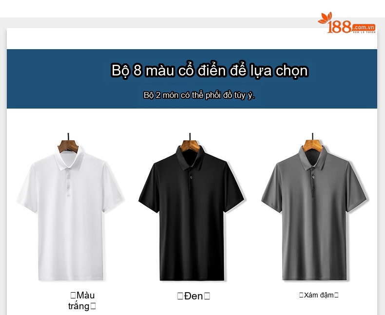 Áo Polo Nam Ngắn Tay Modal Lụa Băng Cao Cấp Cổ Bẻ Phong Cách Doanh Nhân Màu Đen, Xám chi tiết 11