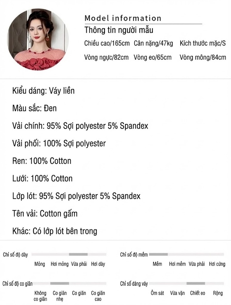 Váy Đầm Nữ Ôm Body Hở Vai Thiết Kế Hoa Pháp Sang Trọng Màu Đen chi tiết 2
