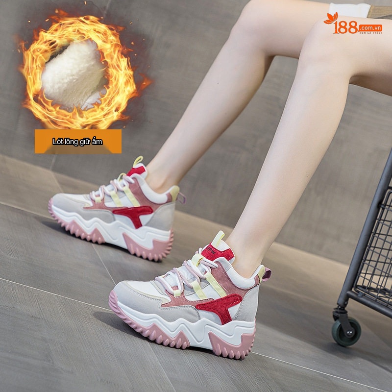 Giày Sneaker Nữ Da Mờ Đế Dày Phong Cách Ulzzang Chiều Cao Đế Khoảng 5cm Màu Trắng, Hồng, Tím, Xám...