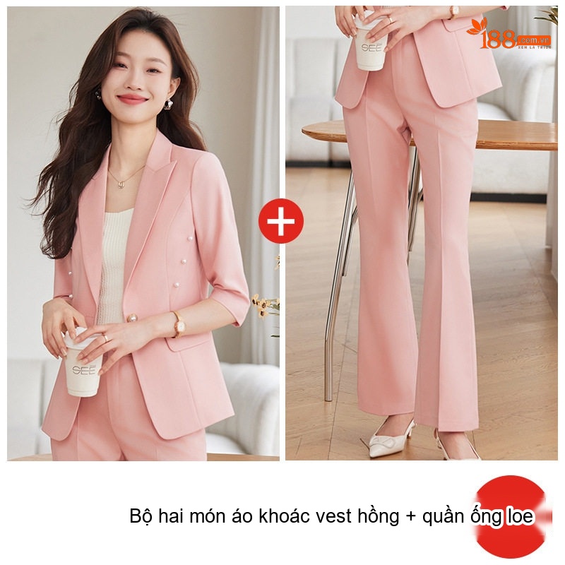 Áo Vest Công Sở Tay Lỡ Phong Cách Hàn Quốc Màu Hồng, Vàng, Trắng