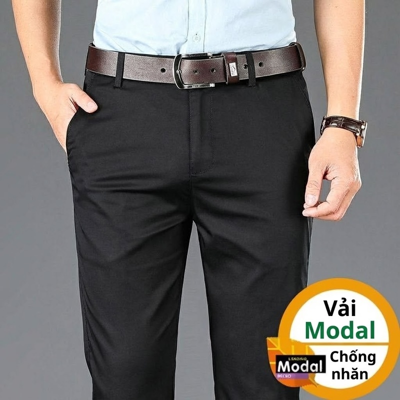Quần Tây Nam Ống Đứng Modal Dáng Rộng Thoải Mái Phong Cách Doanh Nhân Màu Đen, Xám, Kem, Xanh Navy