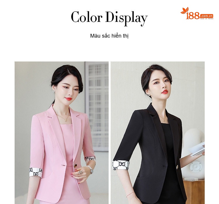 Bộ Vest Công Sở Nữ Tay Lỡ Màu Hồng chi tiết 18