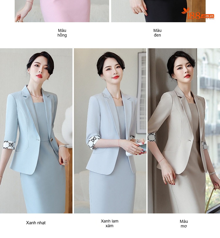 Bộ Vest Công Sở Nữ Tay Lỡ Màu Hồng chi tiết 19