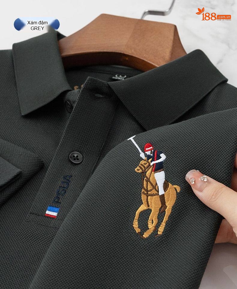 Áo Polo Nam Tay Dài Cotton Cổ Bẻ Phong Cách Doanh Nhân Màu Xanh Lá, Đen, Xanh Dương, Kem... chi tiết 49