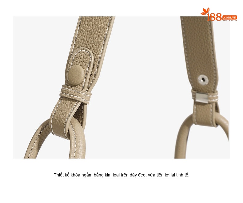 Túi Đeo Vai Nữ Da Bò Thật Dáng Horseshoe Công Sở, Túi Tote, Túi Bucket Màu Nâu chi tiết 25