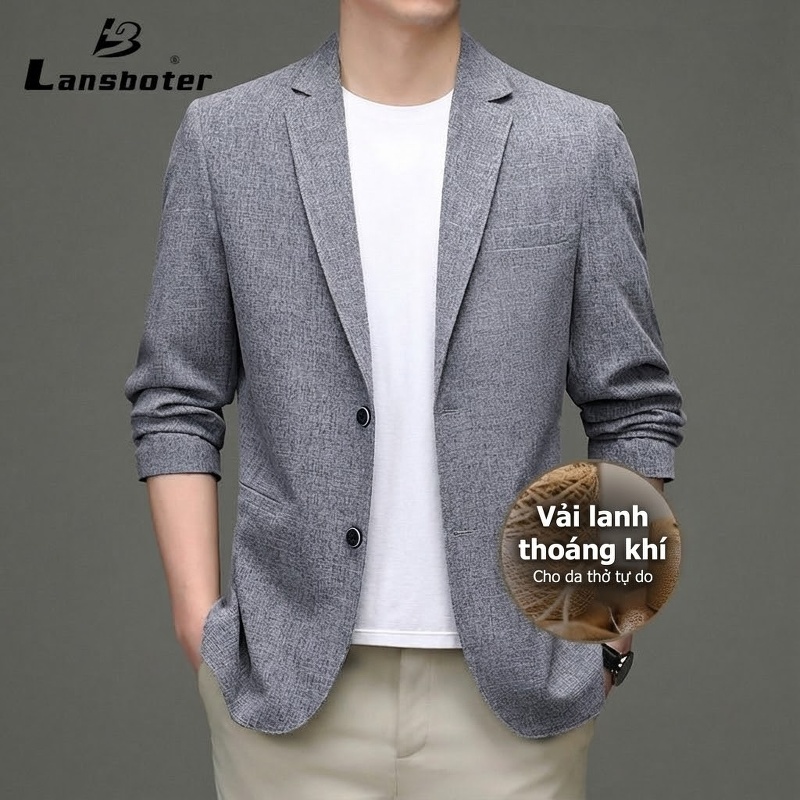 Áo Vest Nam Cotton Linen Mỏng Dáng Ôm Màu Xám