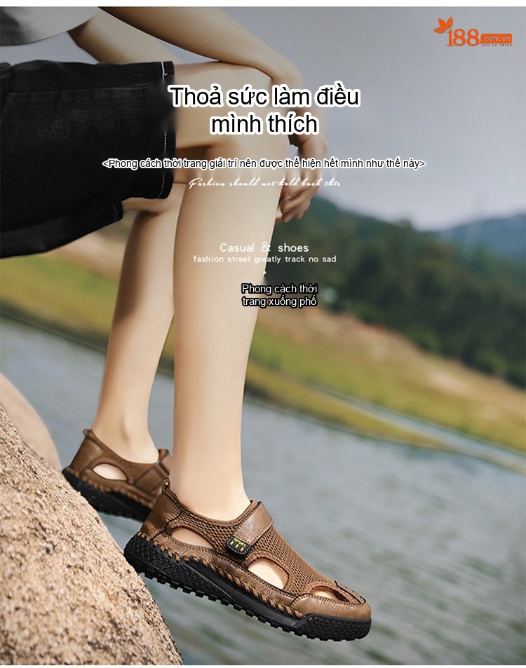 Sandal rọ nam lưới thoáng khí đế cao 3 cm chi tiết 4