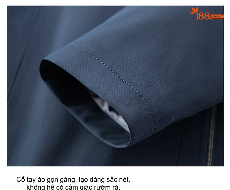 Áo Khoác Bông Nam Trung Niên Thu Đông Lót Tháo Rời Dáng Bomber Màu Xanh Navy, Be chi tiết 21