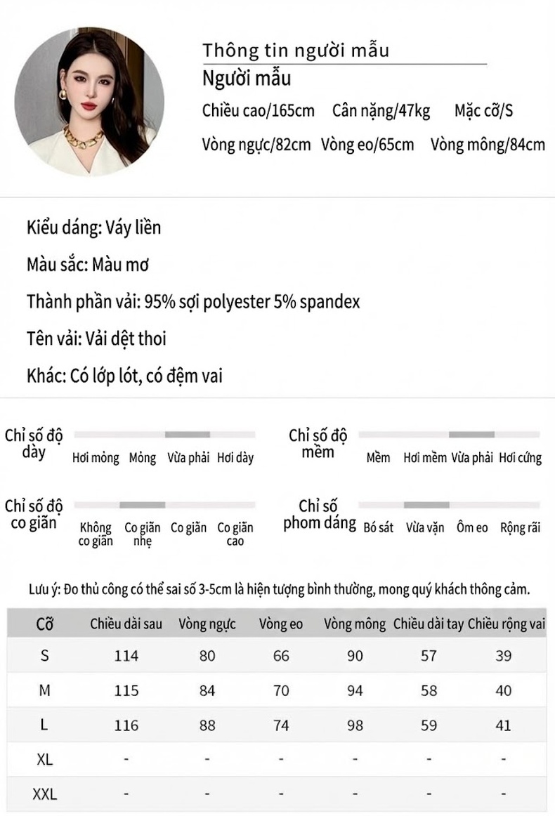 Váy Ôm Body Nữ Cổ Bẻ Tay Dài Hai Hàng Nút Thắt Eo Màu Trắng chi tiết 2