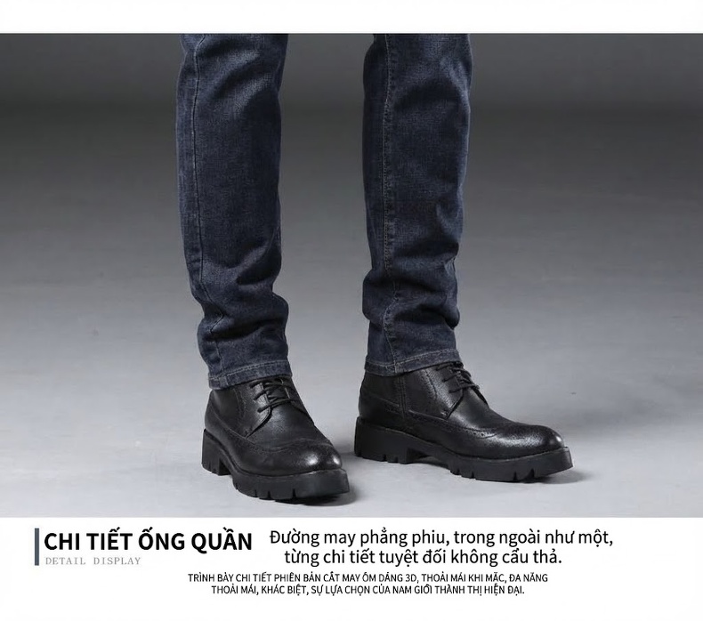 Quần Jean Nam Dáng Ôm Vừa Vặn Co Giãn Nhẹ Màu Xanh Đậm chi tiết 19